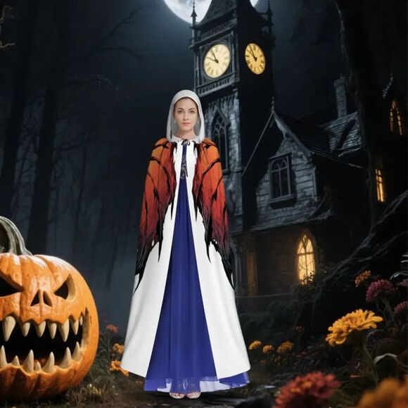 Dragon Cape Adjustable Hooded cloak Red/Black Dragon Wings Lightweight Fabric - Picture 2 of 9